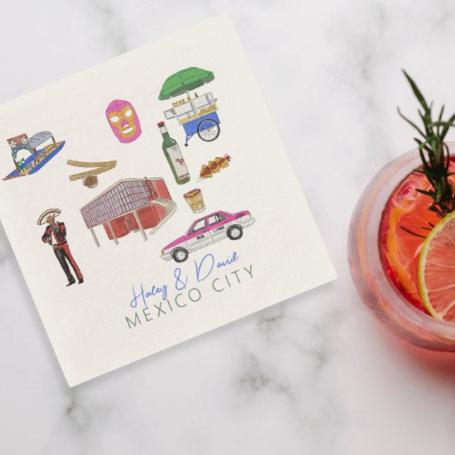 Mexico City Watercolor Wedding  Napkins (Creator Uploaded)
