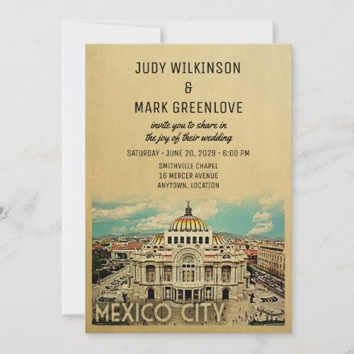 Mexico City Wedding Invitation Palacio Bellas Arte