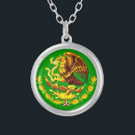 Mexico COA Gold Silver Plated Necklace<br><div class="desc">Coat of Arms of Mexico in gold tones</div>
