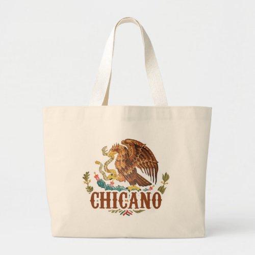 Mexico Coat of Arms Chicano Large Tote Bag