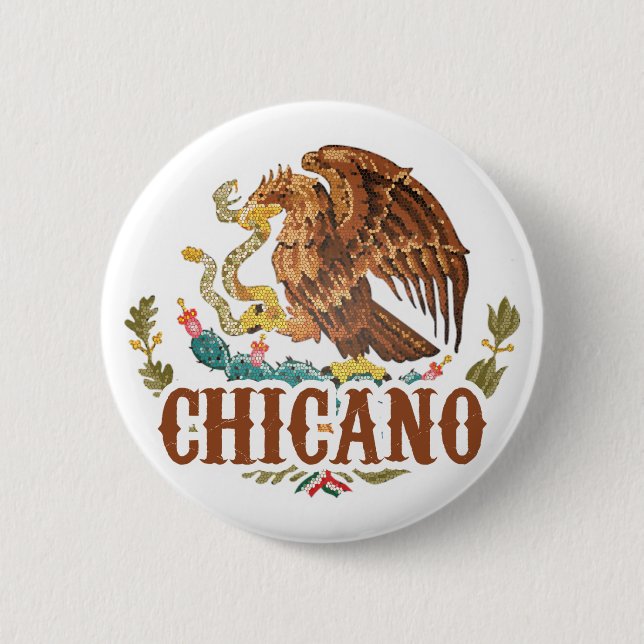 Mexico Coat of Arms Chicano Pinback Button (Front)