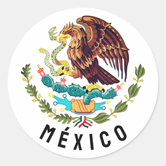 Mexico coat of arms classic round sticker Zazzle