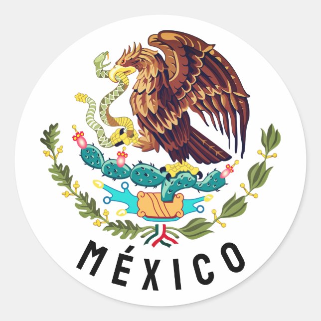 Mexico coat of arms classic round sticker (Front)