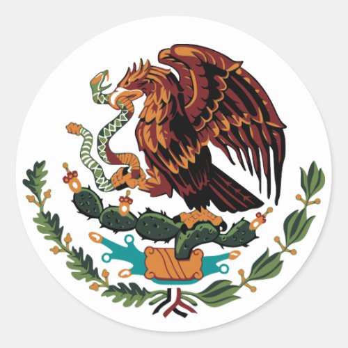 Mexico Coat of Arms Classic Round Sticker