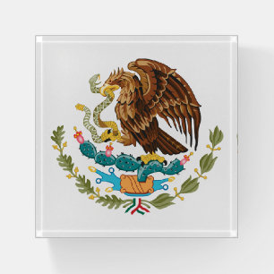 Mexico Coat of Arms - Flag of Mexico Paperweight