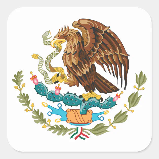 Mexico Coat of Arms - Flag of Mexico Square Sticker | Zazzle