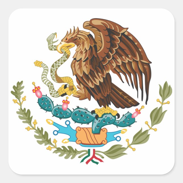 Mexico Coat of Arms - Flag of Mexico Square Sticker (Front)