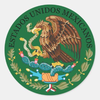 Mexico Coat Of Arms Round Sticker by Azorean at Zazzle