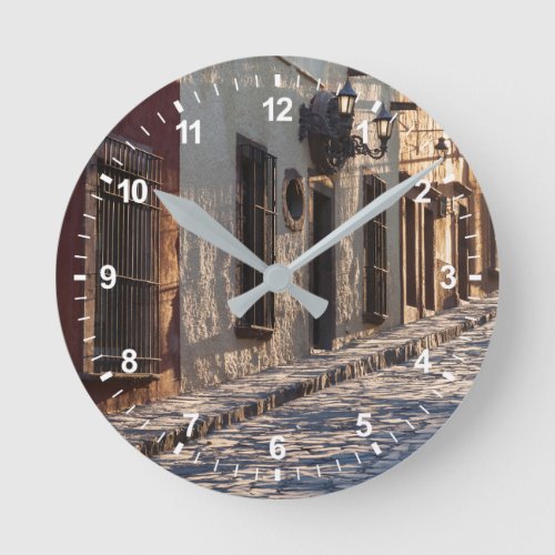 Mexico Cobblestone Street Round Clock