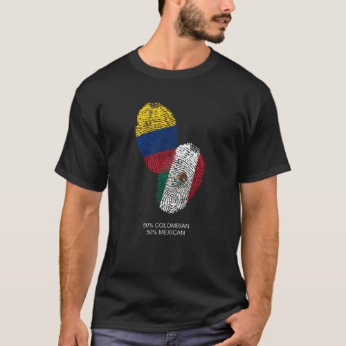 Mexico Colombia Flag thumb print Identity T_Shirt
