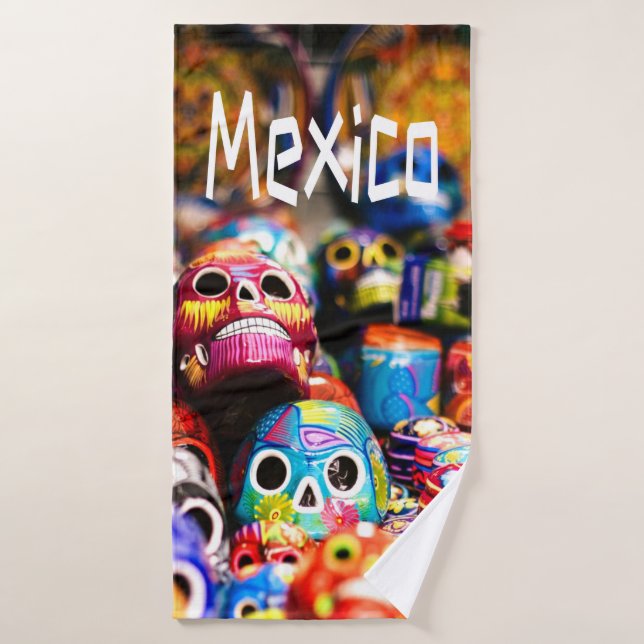 Mexico Colorful Bright skulls Bath Towel (Bath Towel)