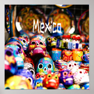 Mexico Colorful Bright skulls Poster
