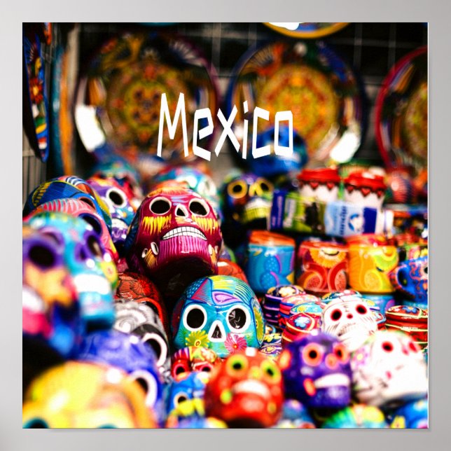 Mexico Colorful Bright skulls Poster (Front)