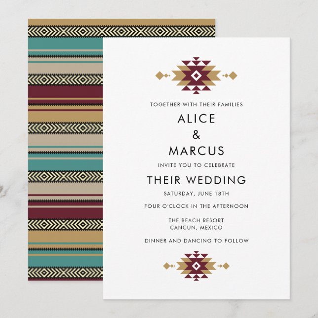 Mexico Colorful Summer Desert Wedding Invitation (Front/Back)