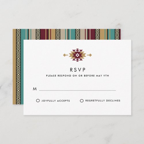 Mexico Colorful Summer Desert Wedding RSVP Card