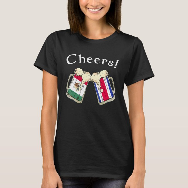 Mexico Costa Rica Flag Cheers Beer Grown Patriot C T-Shirt (Front)