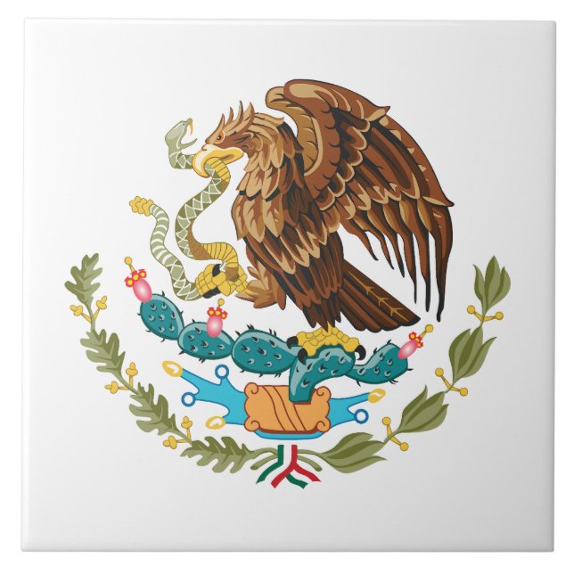 Mexico country coat arms symbol emblem flag eagle ceramic tile (Front)