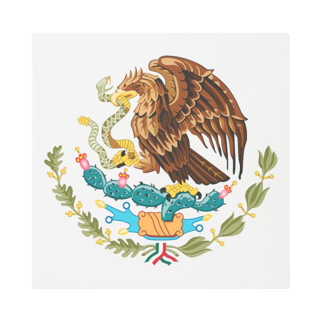 Mexico country coat arms symbol emblem flag eagle metal print (Front)