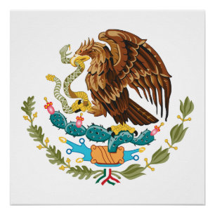 Mexico country coat arms symbol emblem flag eagle poster