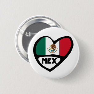 Mexico Country Code Flag Heart, MEX Button