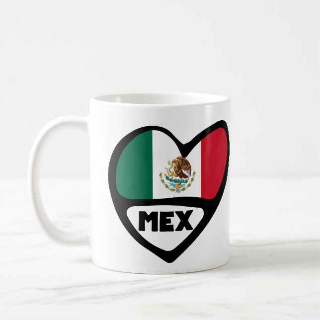 Mexico Country Code Flag Heart, MEX Coffee Mug (Left)