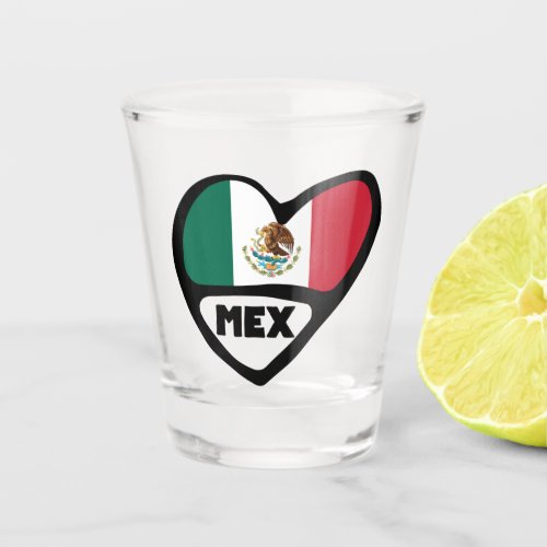 Mexico Country Code Flag Heart MEX Shot Glass