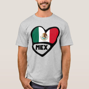 Mexico Country Code Flag Heart, MEX T-Shirt