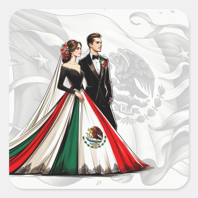 Mexico Couple Wedding Square Sticker (Front)
