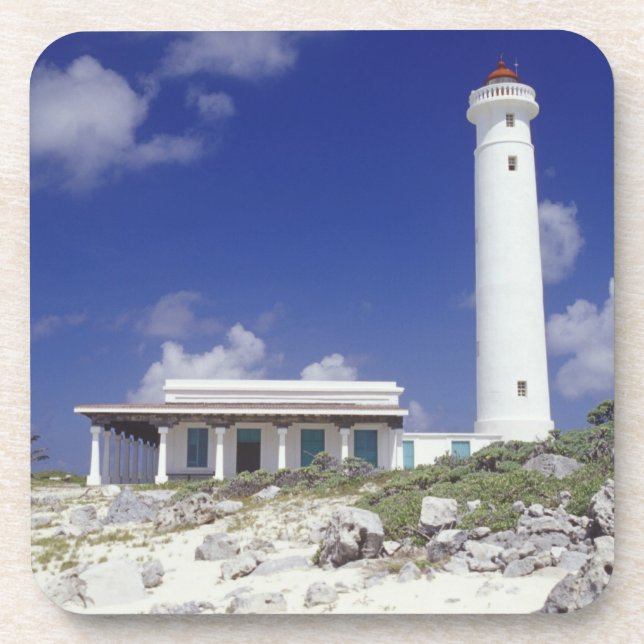 Mexico, Cozumel. Punta Sur Celarain Lighthouse. Drink Coaster (Front)