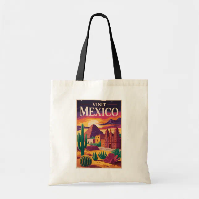 Mexico Culture Illustration Travel Art Vintage Tote Bag | Zazzle