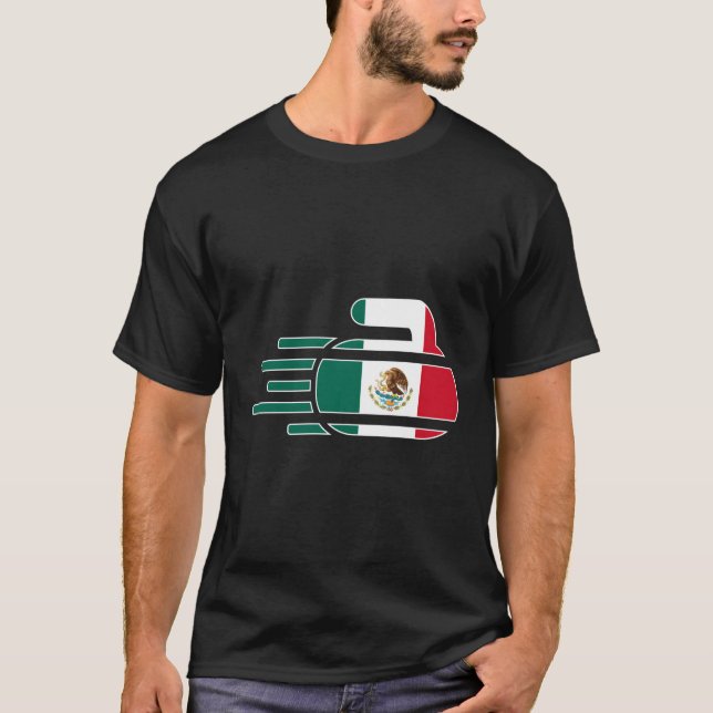 Mexico Curling Team Fans Jersey Mexican Curler Win T-Shirt (Front)