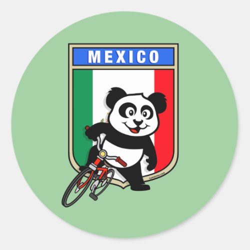 Mexico Cycling Panda Classic Round Sticker