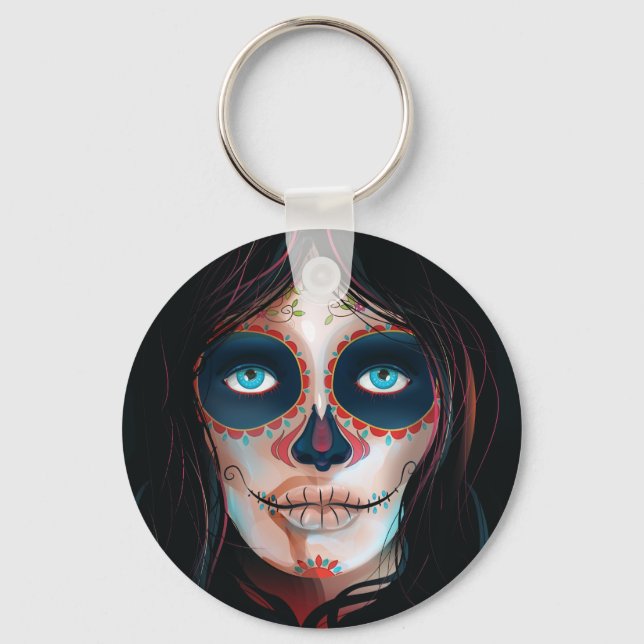 Mexico Day of the Dead Vacation print Keychain (Front)