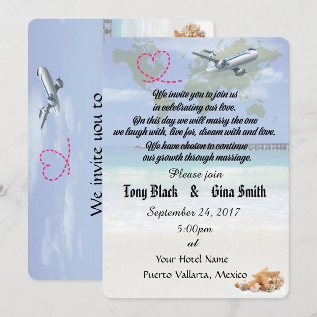 Mexico Destination Wedding Invitation (Front/Back)