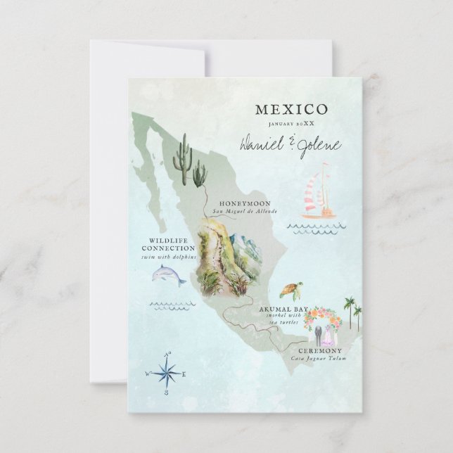 Mexico | Destination Wedding Itinerary Map (Front)