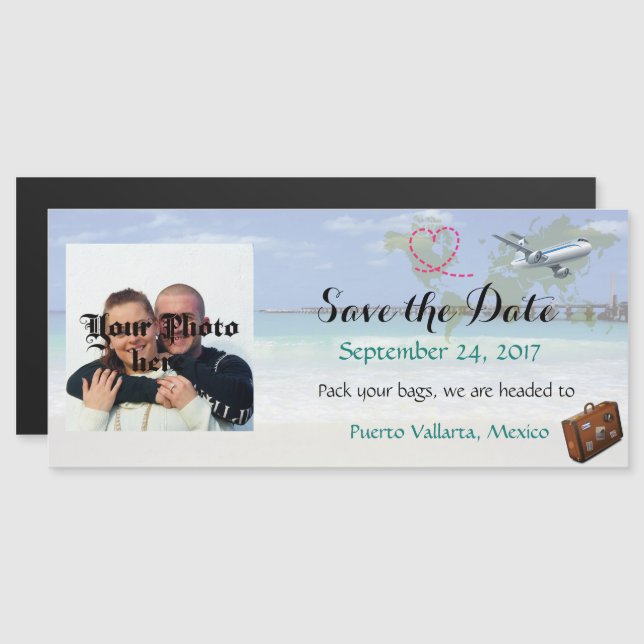 Mexico Destination Wedding Save the Date Magnet (Front/Back)