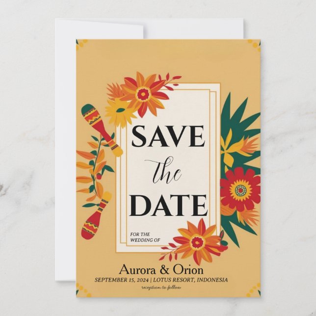 mexico destination wedding save the dates invitation (Front)