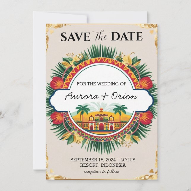 mexico destination wedding save the dates invitation (Front)