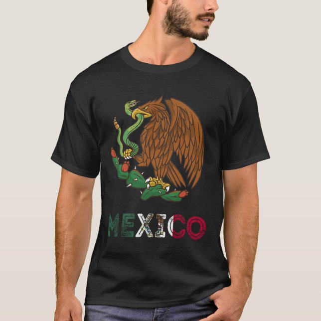 Mexico Eagle Emblem Mexican Flag Mexican Pride Cin T-Shirt (Front)