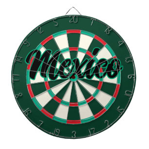 MEXICO editable Black text on Dark Green Red White Dart Board