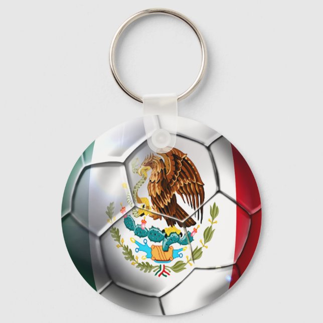 Mexico el Tri soccer ball Mexican flag gear Keychain (Front)