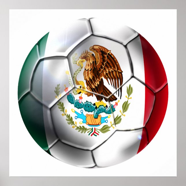 Mexico el Tri soccer ball Mexican flag gear Poster (Front)