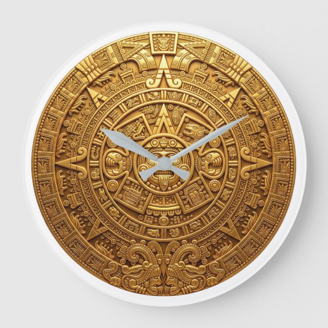 Mexico Elite Aztec Calendar Luxury Clock (Front)