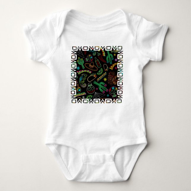 Mexico Fiesta Pattern  Baby Bodysuit (Front)