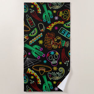 Mexico Fiesta Pattern  Beach Towel