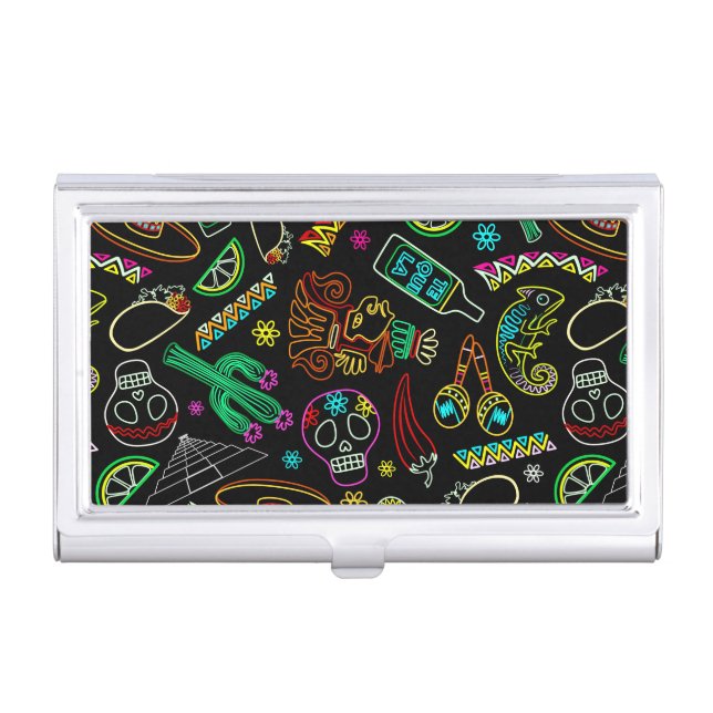 Mexico Fiesta Pattern  Business Card Case (Front)