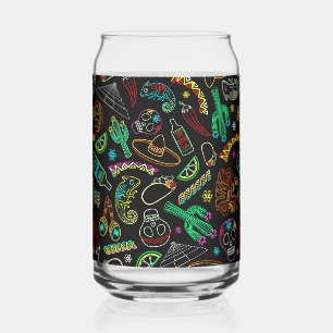 Mexico Fiesta Pattern Can Glass