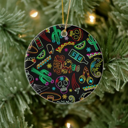 Mexico Fiesta Pattern  Ceramic Ornament