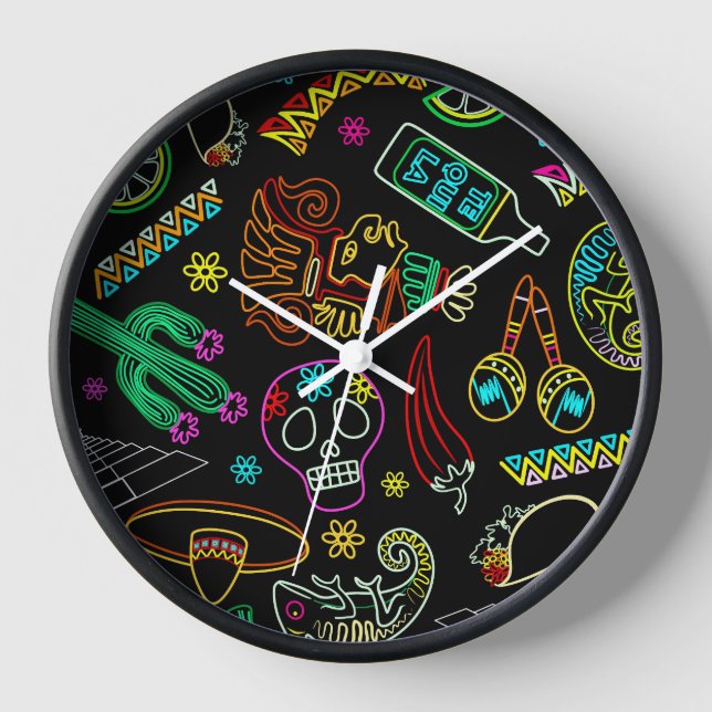 Mexico Fiesta Pattern  Clock (Front)
