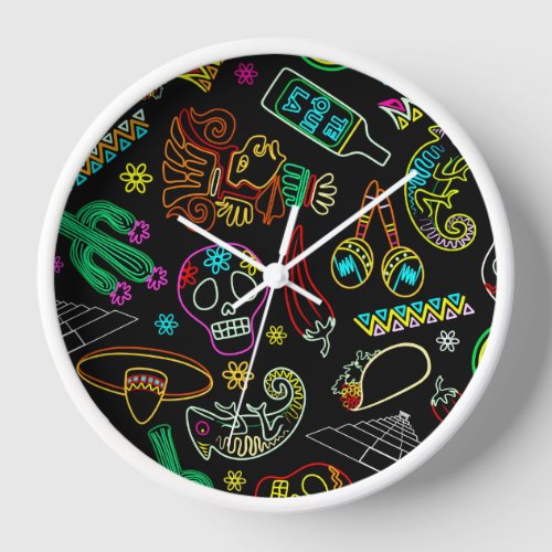 Mexico Fiesta Pattern  Clock